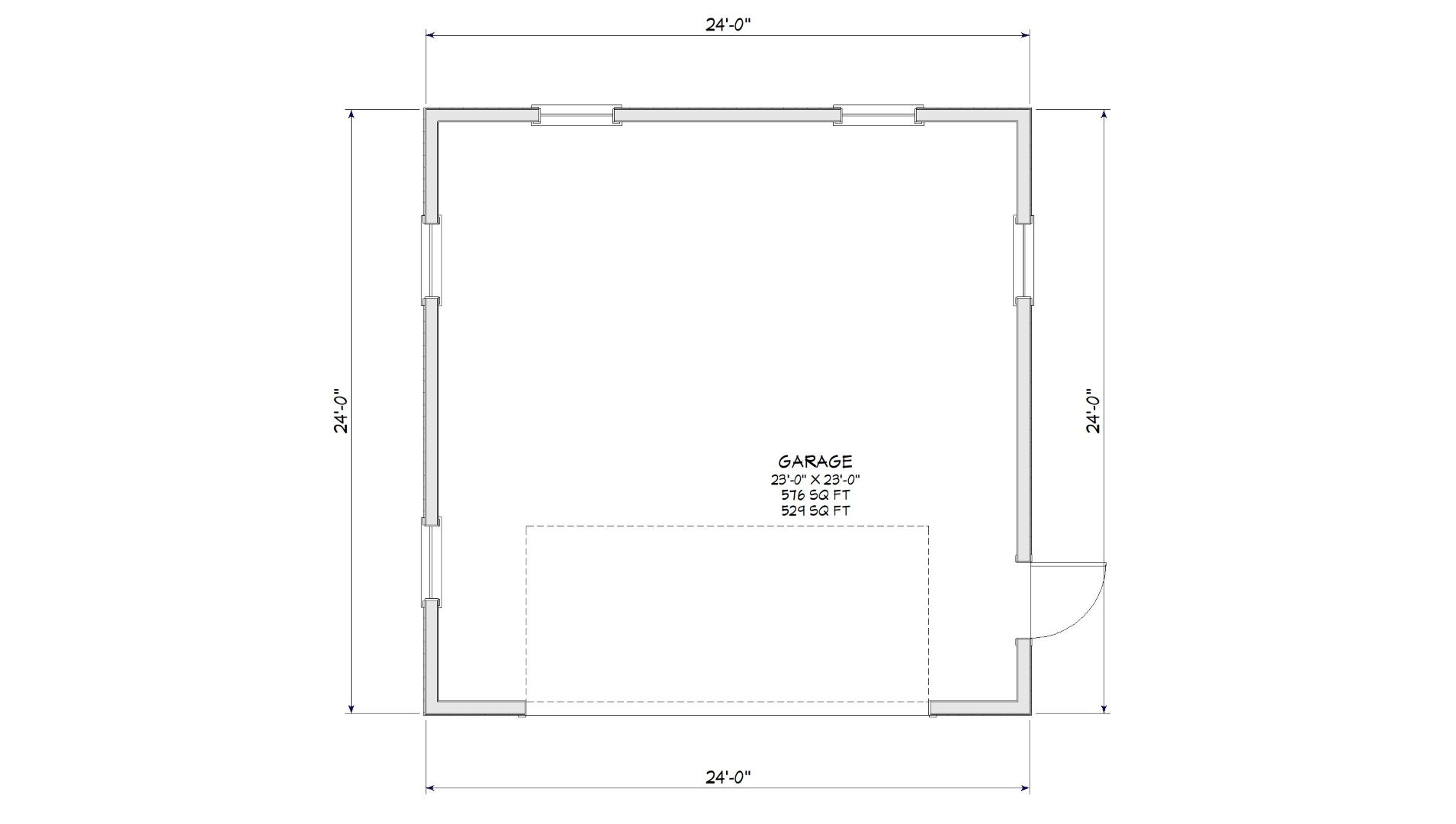 24 by 24 detached garage floor plan preview